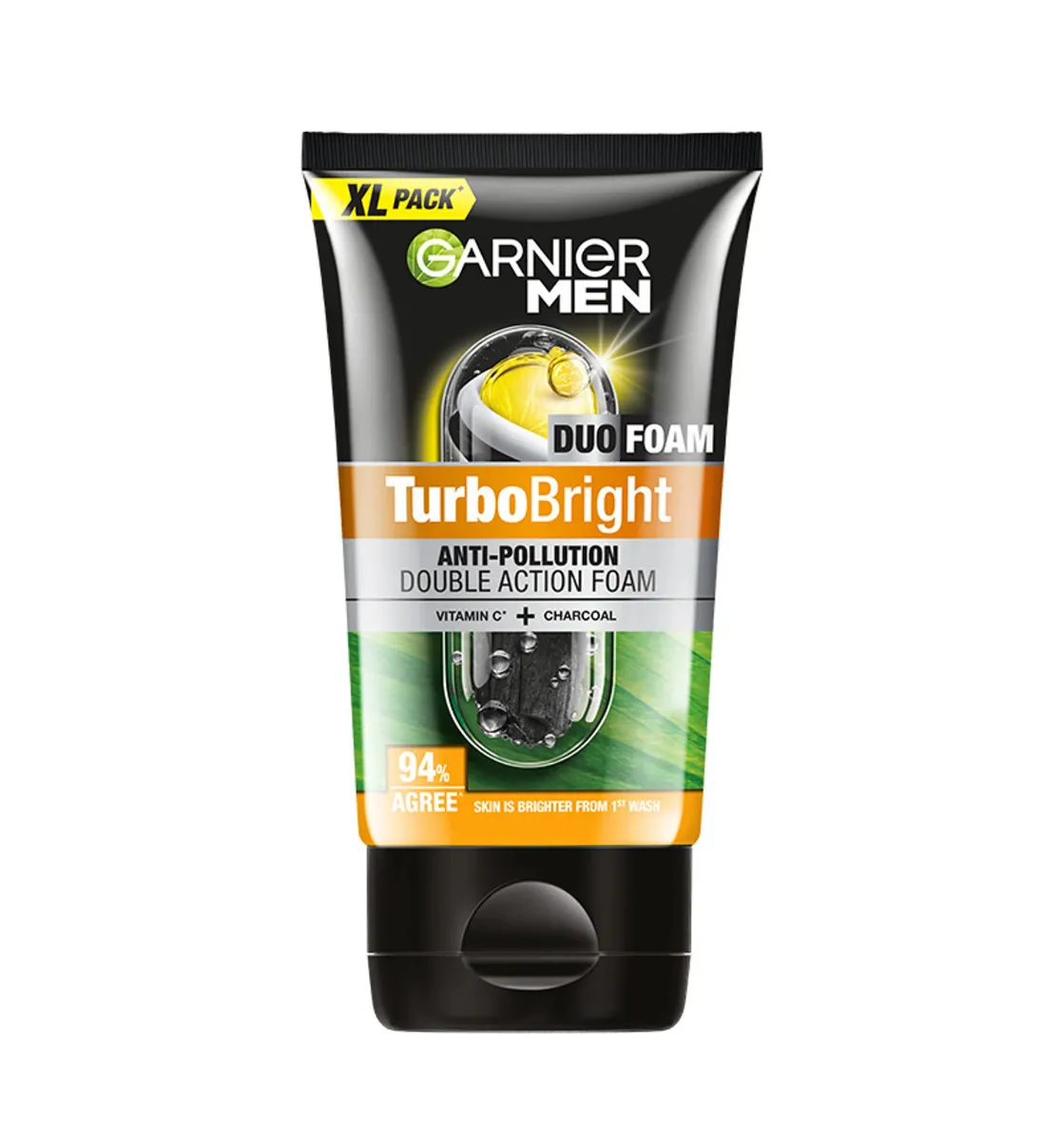Garnier Men Turbo Bright Double Action, with Vitamin C and Charcoal Face Wash 