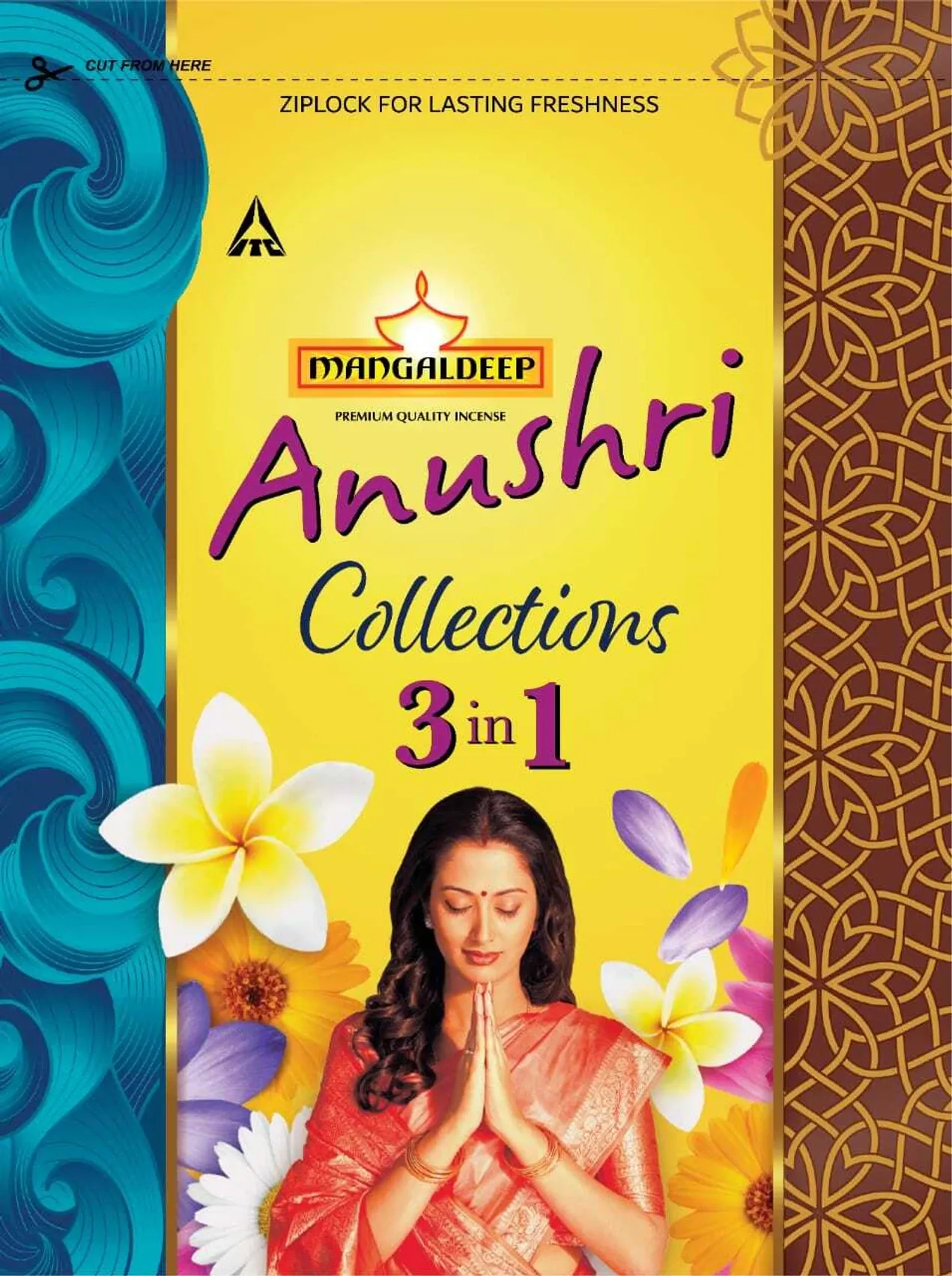 MANGALDEEP Anushri 3in1 Agarbatti Combo Aqua (300 Units, Set of 1)