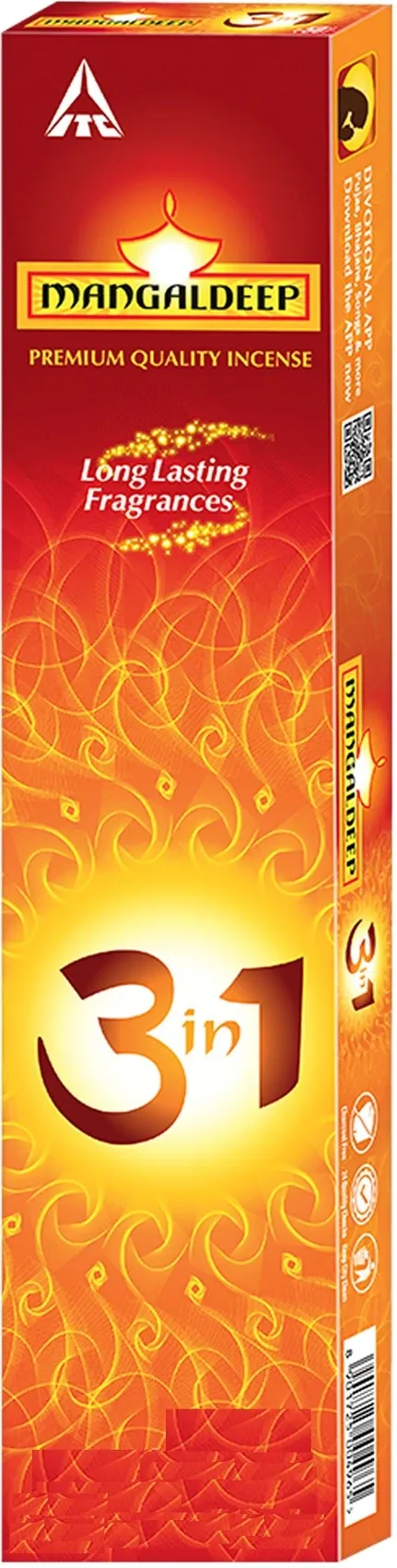 MANGALDEEP 3in1 Incense sticks - charcoal free - long lasting fragrance (102 Units, Set of 1)