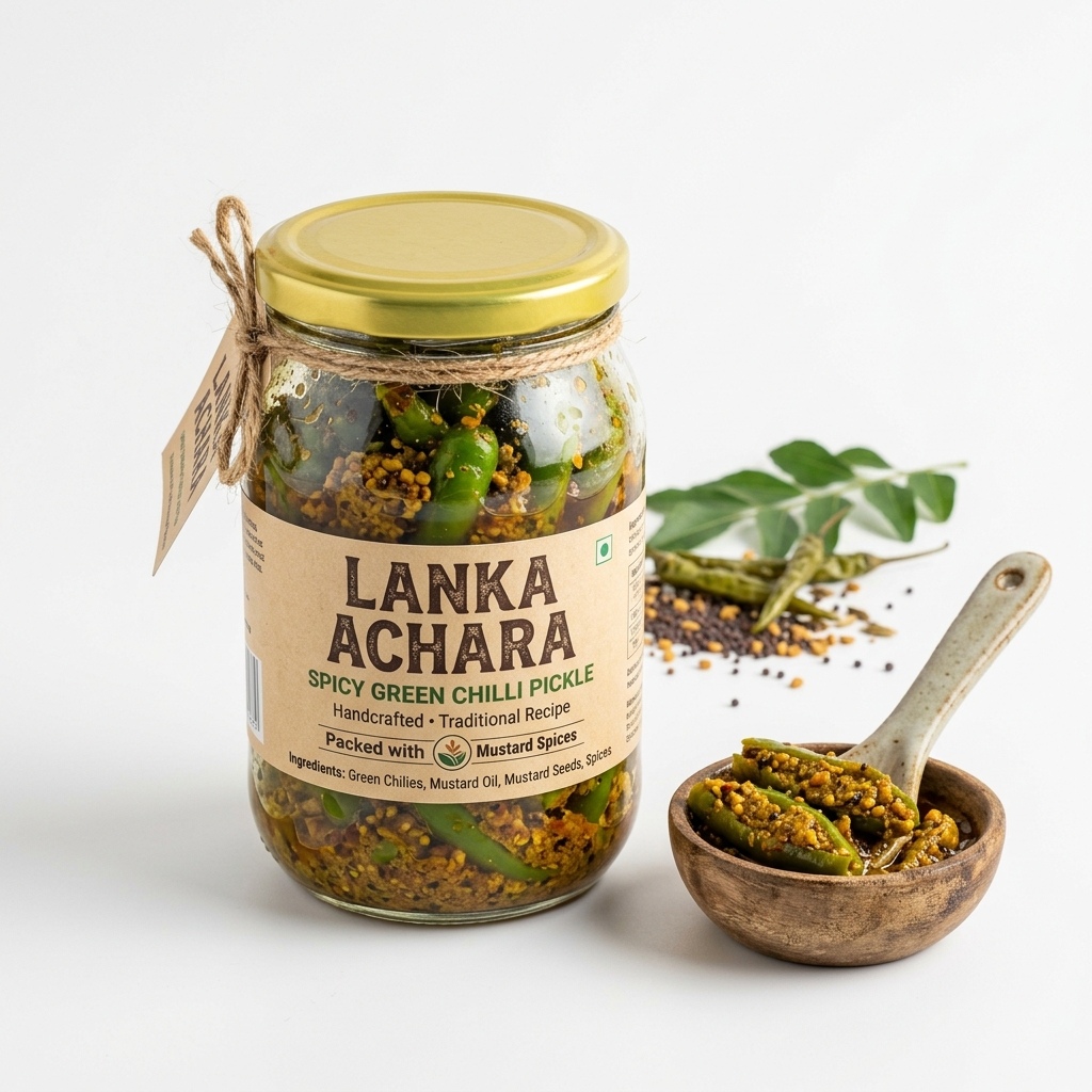 Spicy Green Chilli Pickle (Lanka Achara / Mirchi Achar)
